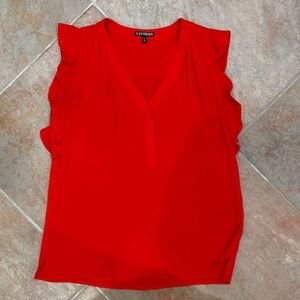 Express Women's Bright Red Flutter Sleeve Blouse